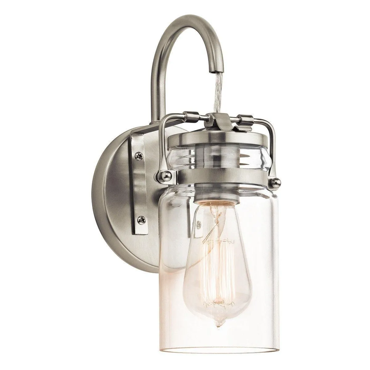 Netlighting Brinley 1 Light Wall Light Brushed Nickel E27 in Grey