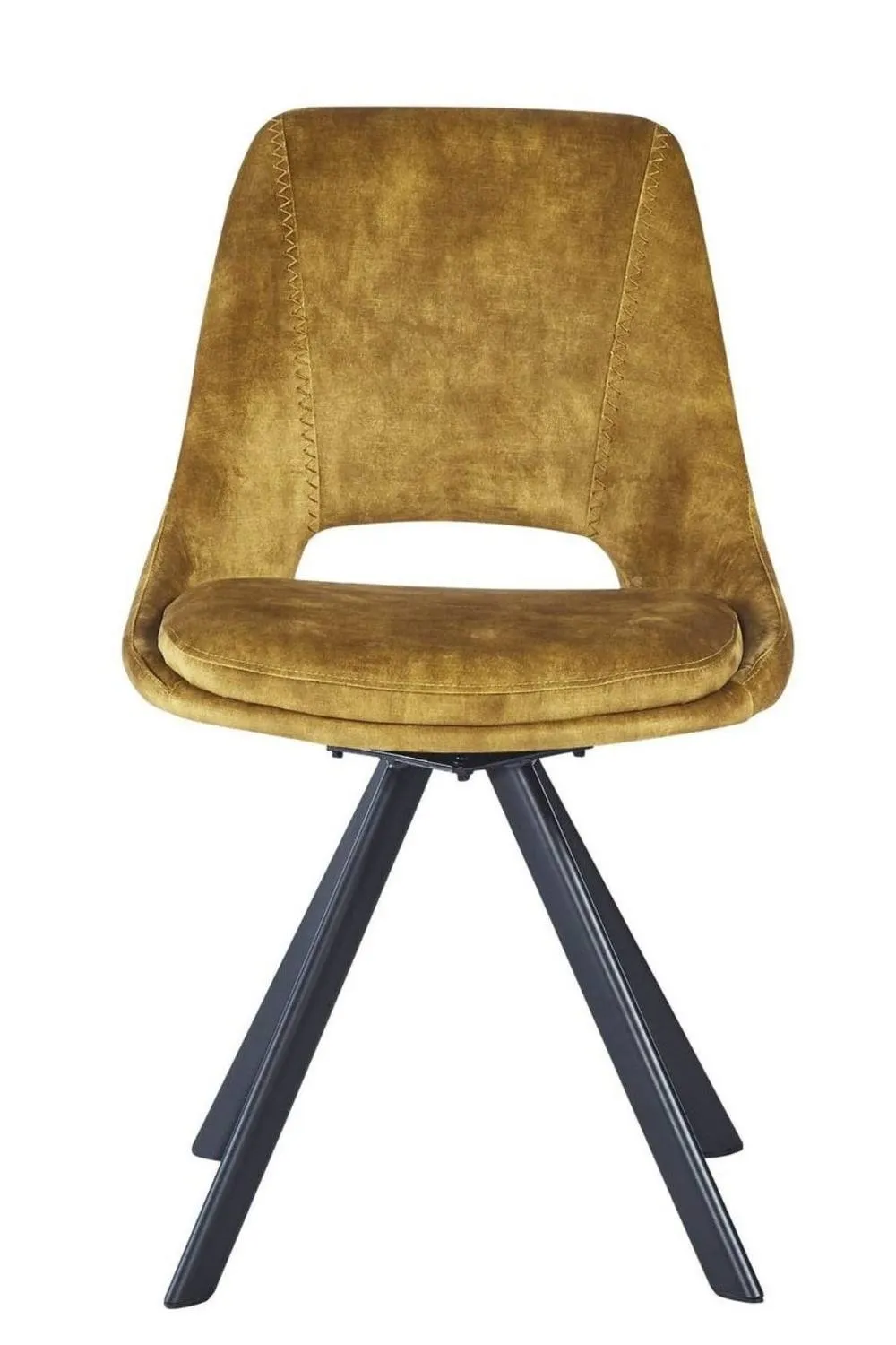 IH Design Flookburgh Mustard Velvet Swivel Dining Chairs Set of 2 3