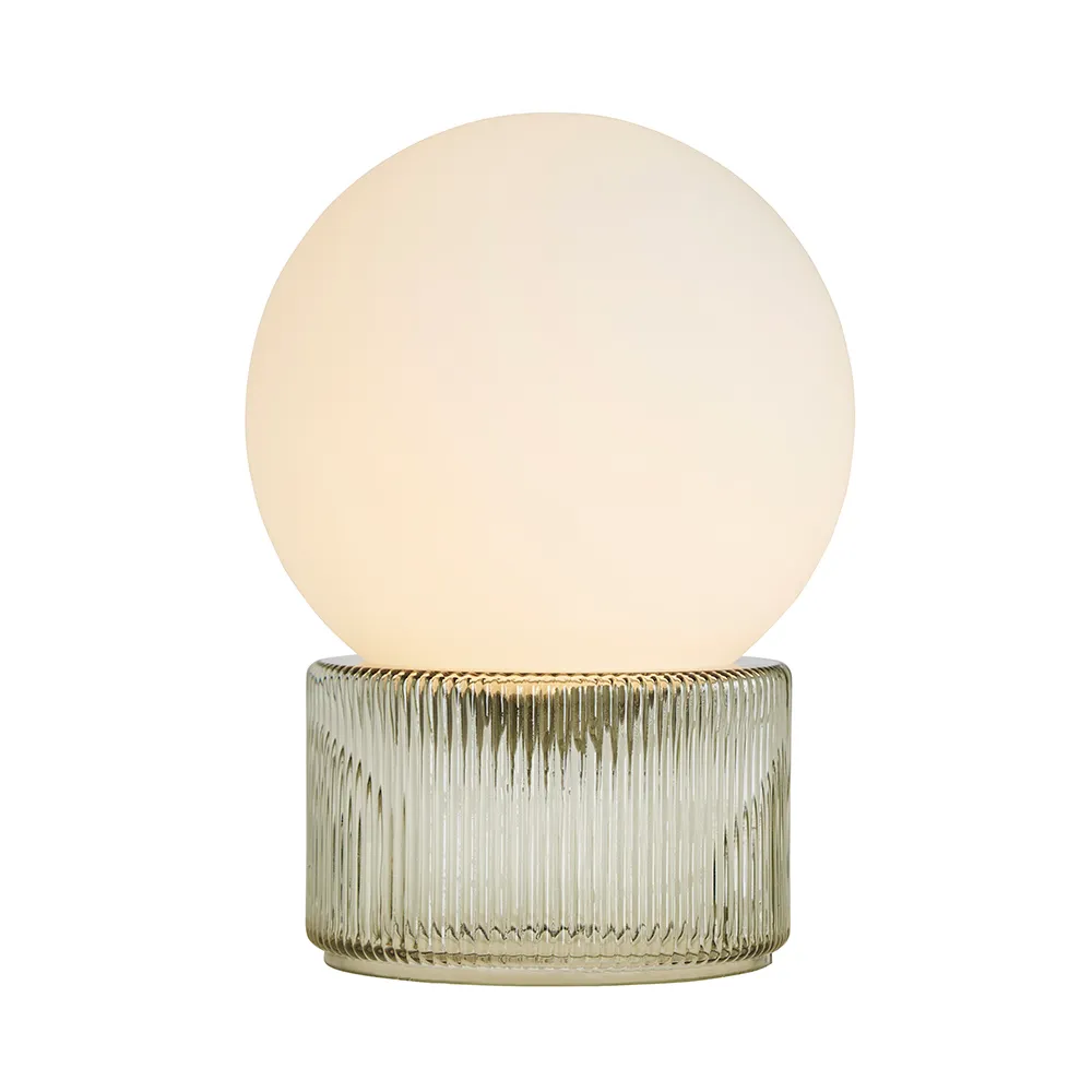 Harper Opal Glass Ball with Ribbed Base Table Lamp, Green