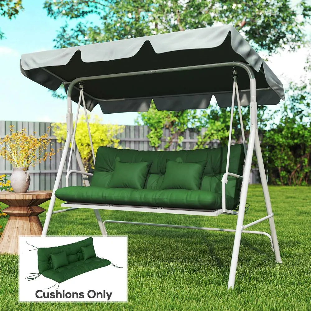 OUTSUNNY Outdoor Seat Cushions Back Cushion with 2 Pillows, Seat Pads in Green 1