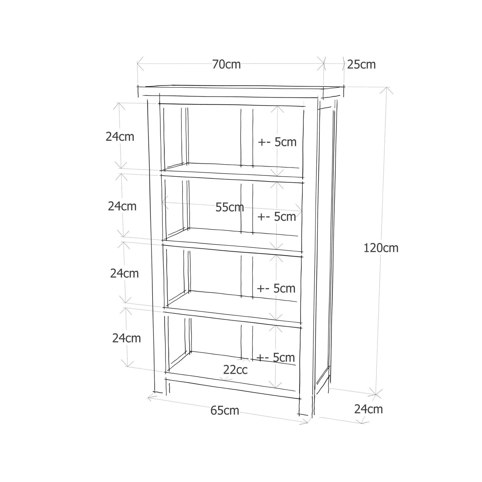 Cabinet Bits Bookcase 120x70x25cm in Light Brown 6