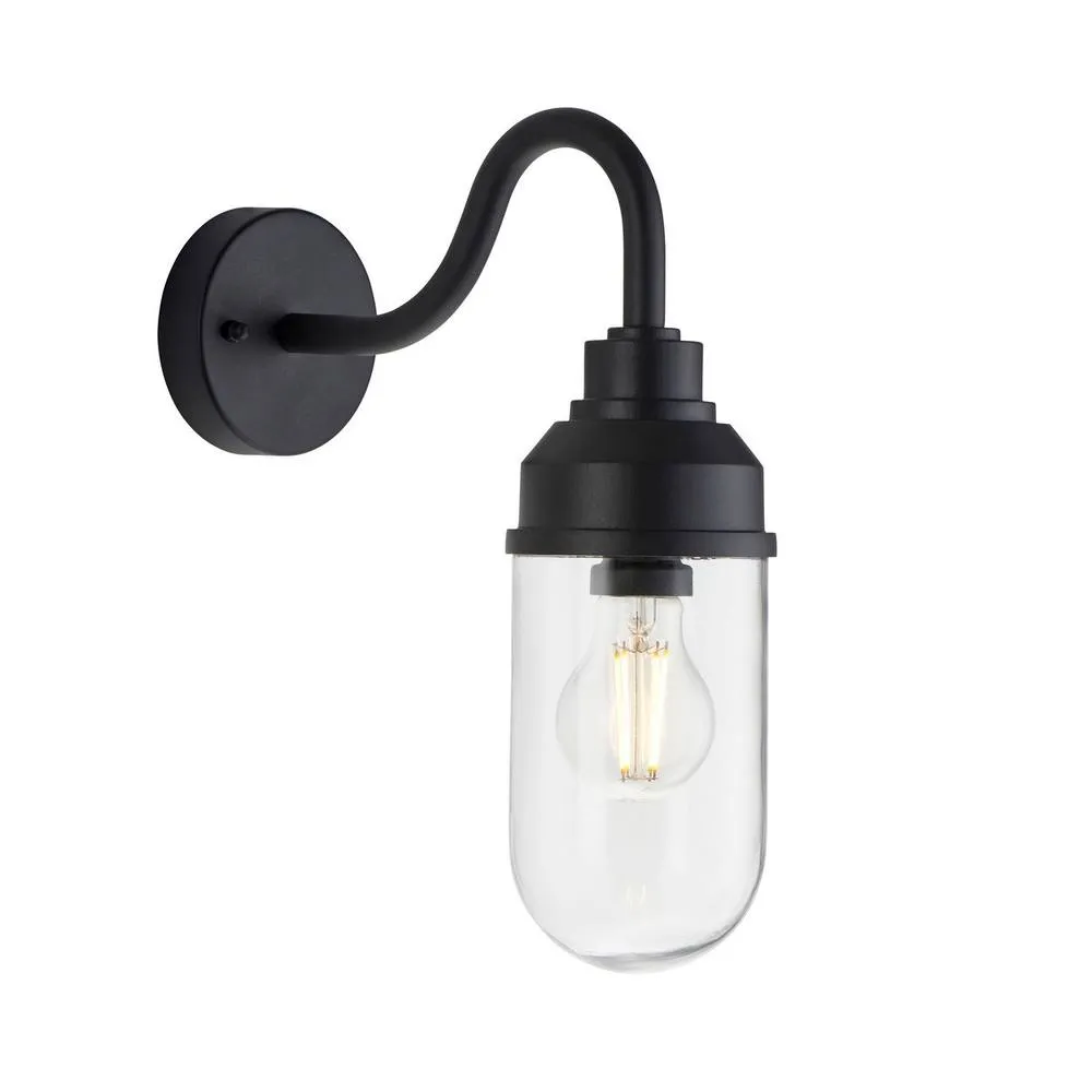 Netlighting Truro Outdoor Wall Lantern Textured Black & Clear Glass E27