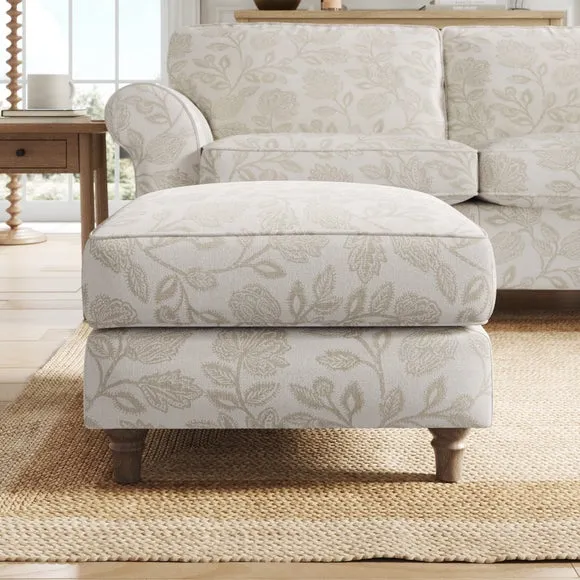 Flori Woven Floral Fabric Footstool 3