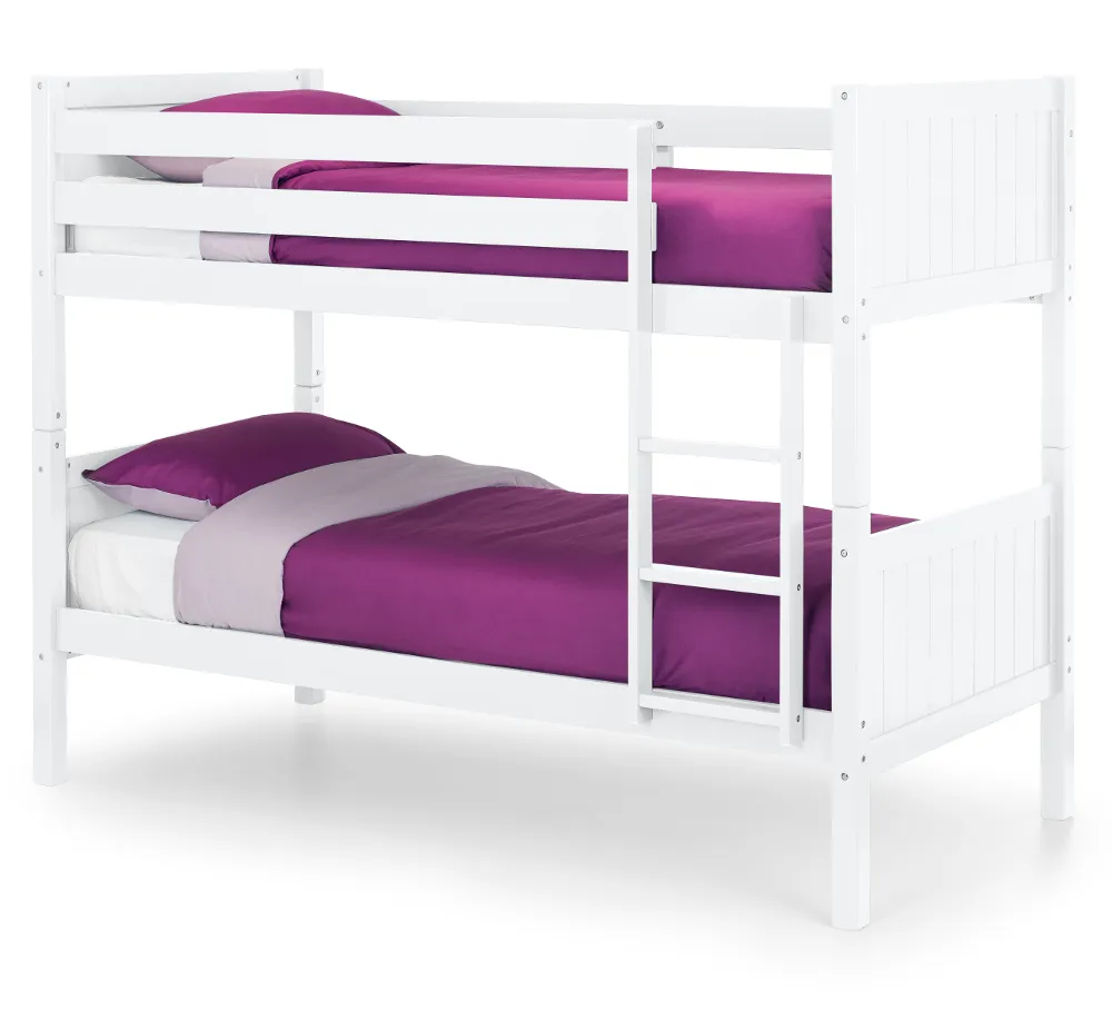 Bella White Wooden Bunk Bed Frame - 3ft Single