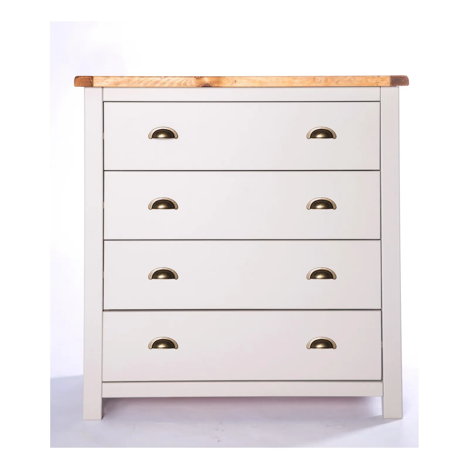 Cabinet Bits Argenta 4 Drawer Chest of Drawers Brass Cup Handle in Light Grey 2