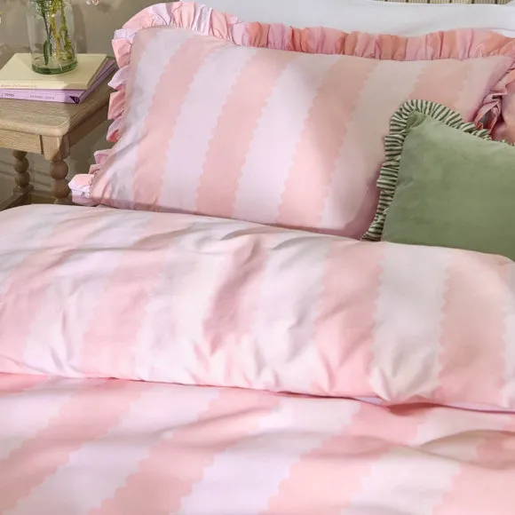 Furn. Birdie Stripe Polycotton Duvet Cover & Pillowcase Set 2