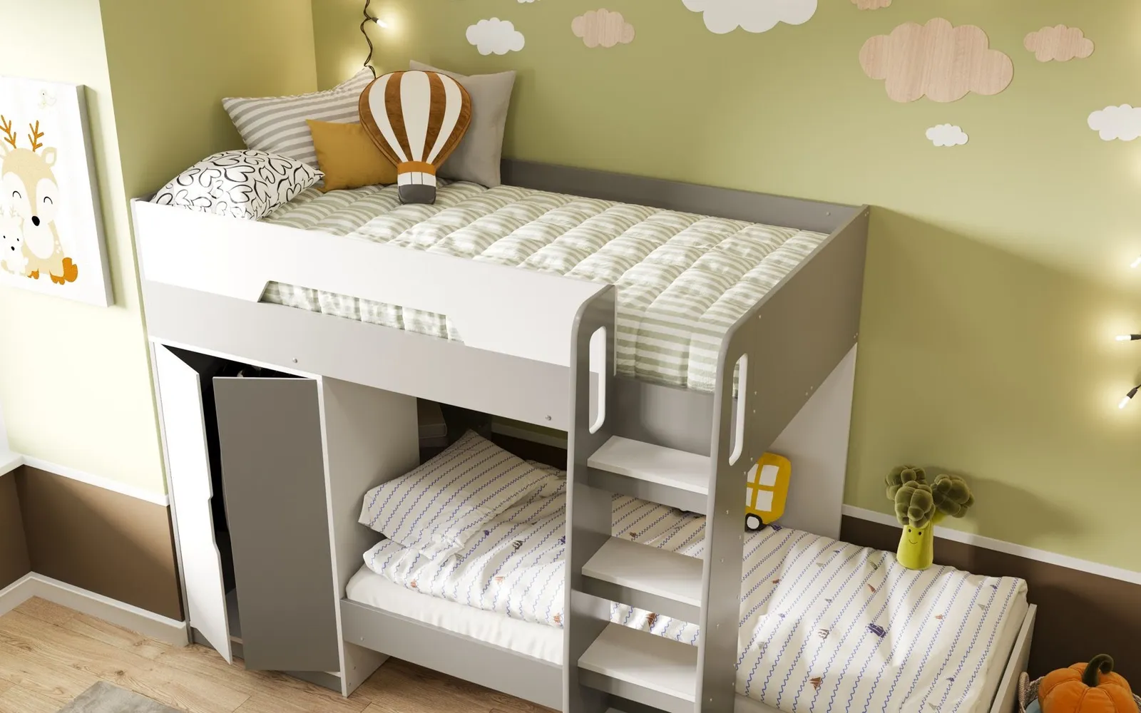 Flair Benito Bunk Bed with Wardrobe in White 5