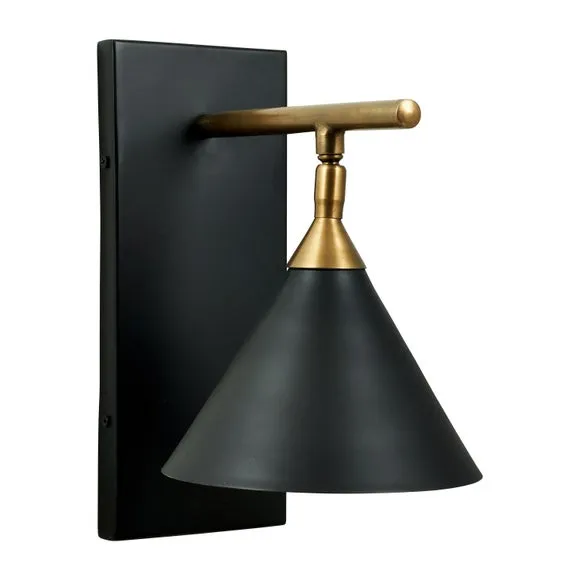 Zeta Matt Black and Antique Brass Wall Light 3