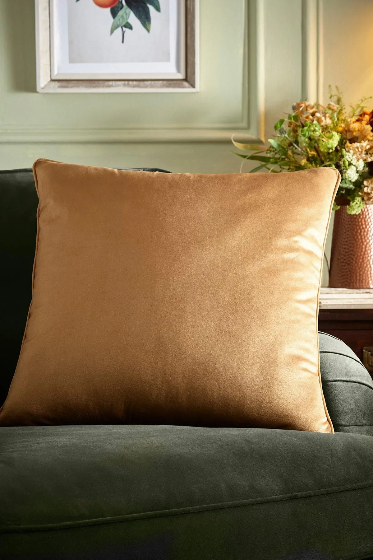 Appletree 'Harlan' Velvet Filled Cushion in Gold 1