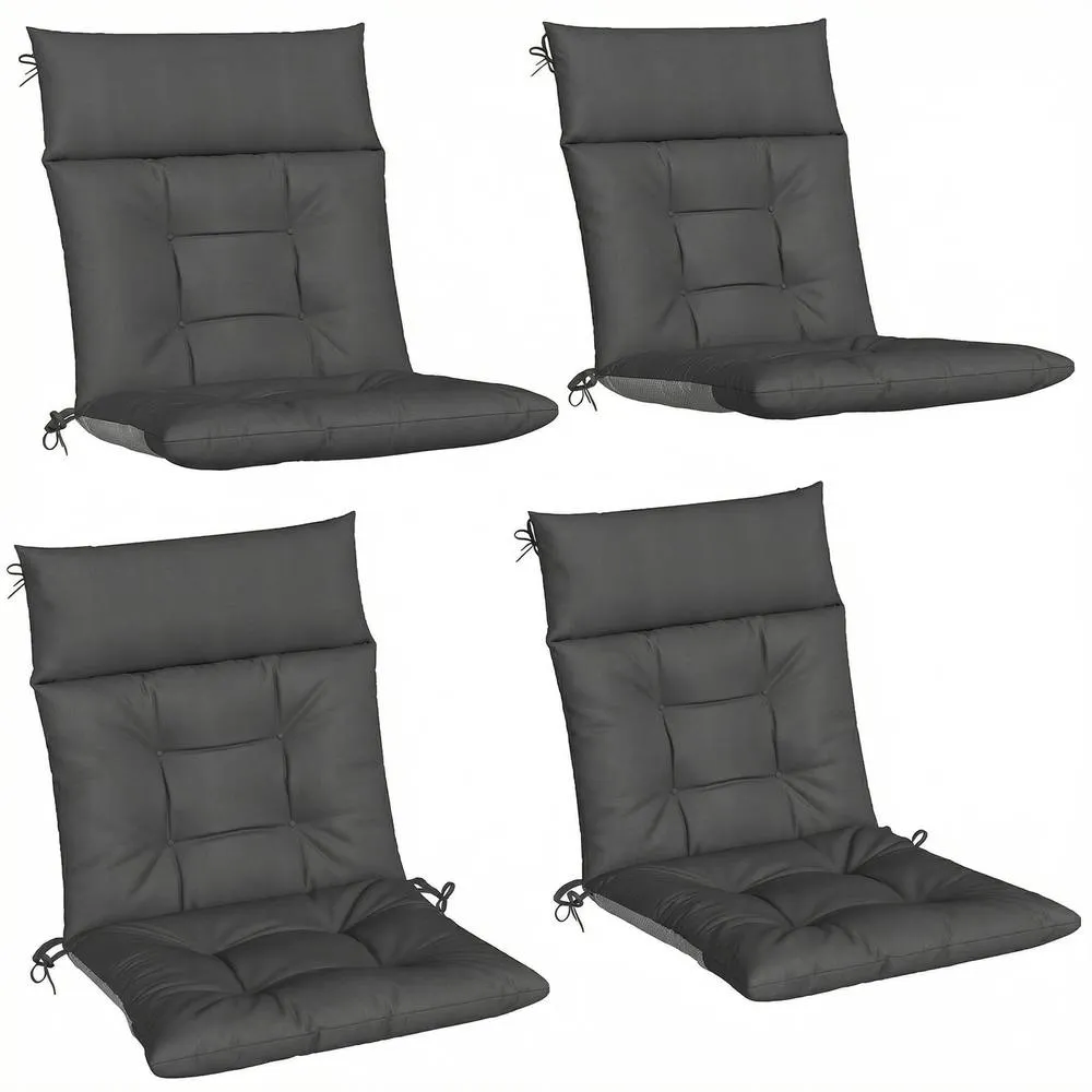 OUTSUNNY Garden Chair Cushions Set of 4, Waterproof Seat Pads, Dark Grey 2