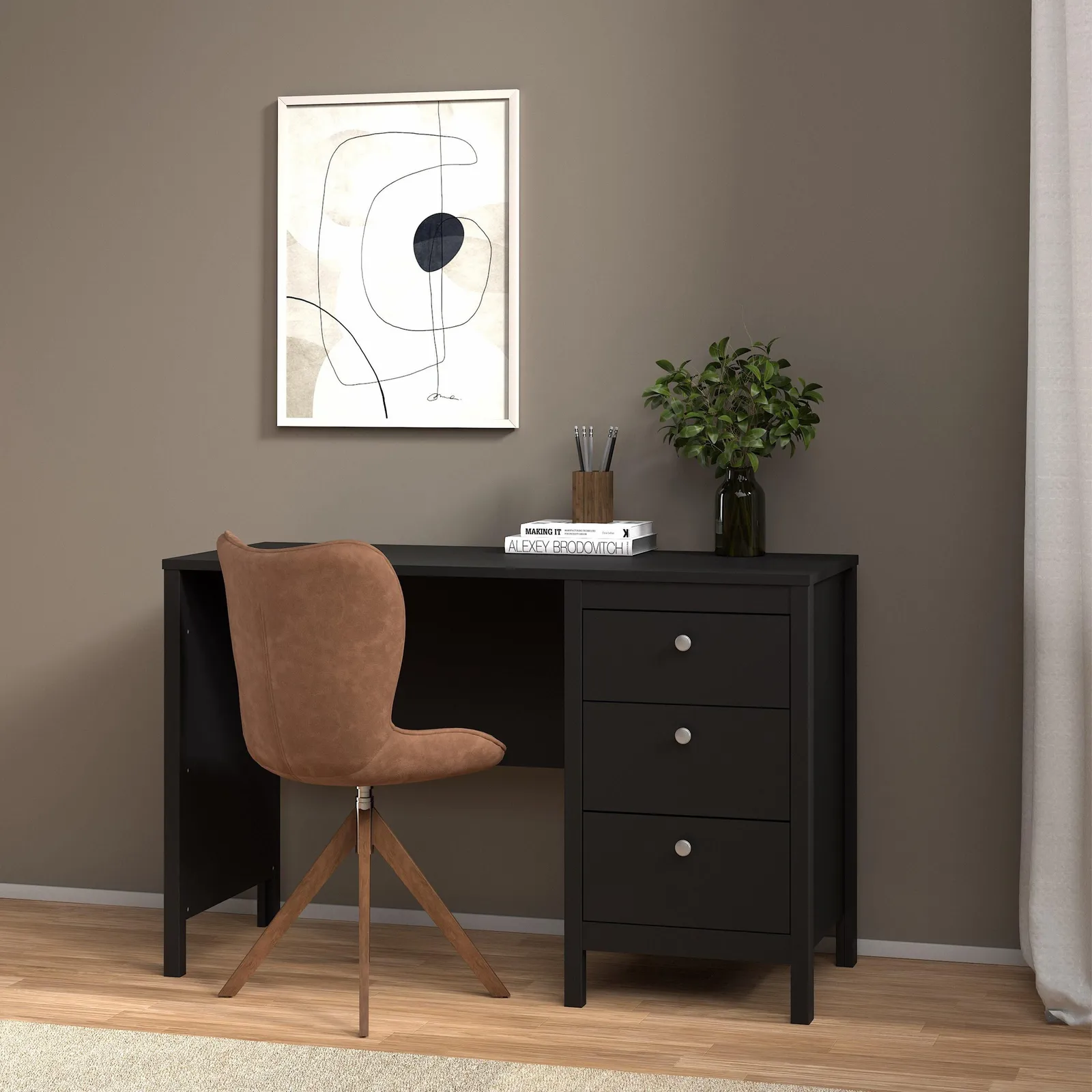 Furniture To Go Madrid Desk 3 Drawers in Black 6