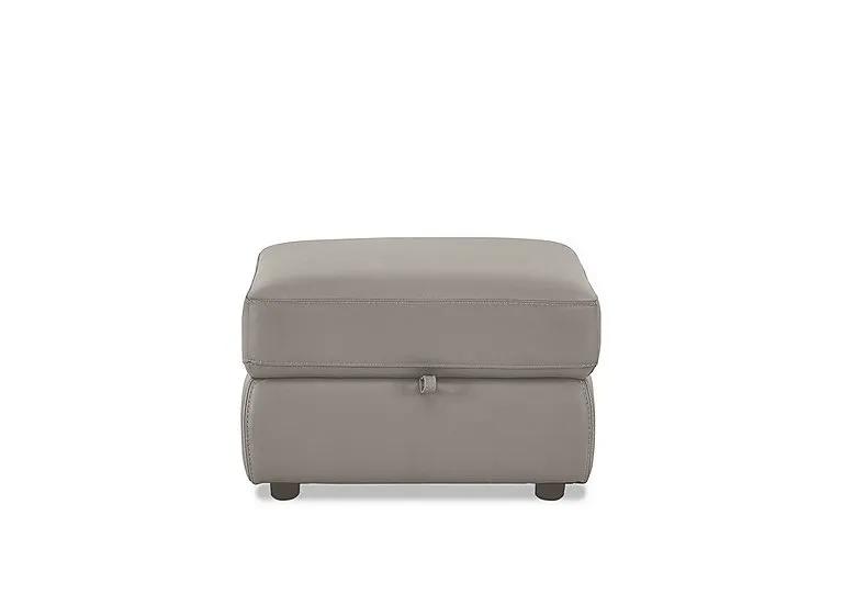 Touch Leather Storage Footstool - Silver Grey