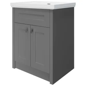 Wickes Hayman Dove Grey Traditional Freestanding Vanity Unit & Haven Basin - 881 x 600mm