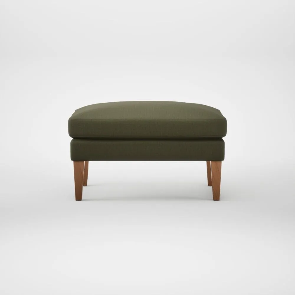 Heal's Wallis Ottoman Smart Cotton Linen Myrtle Natural Feet 1