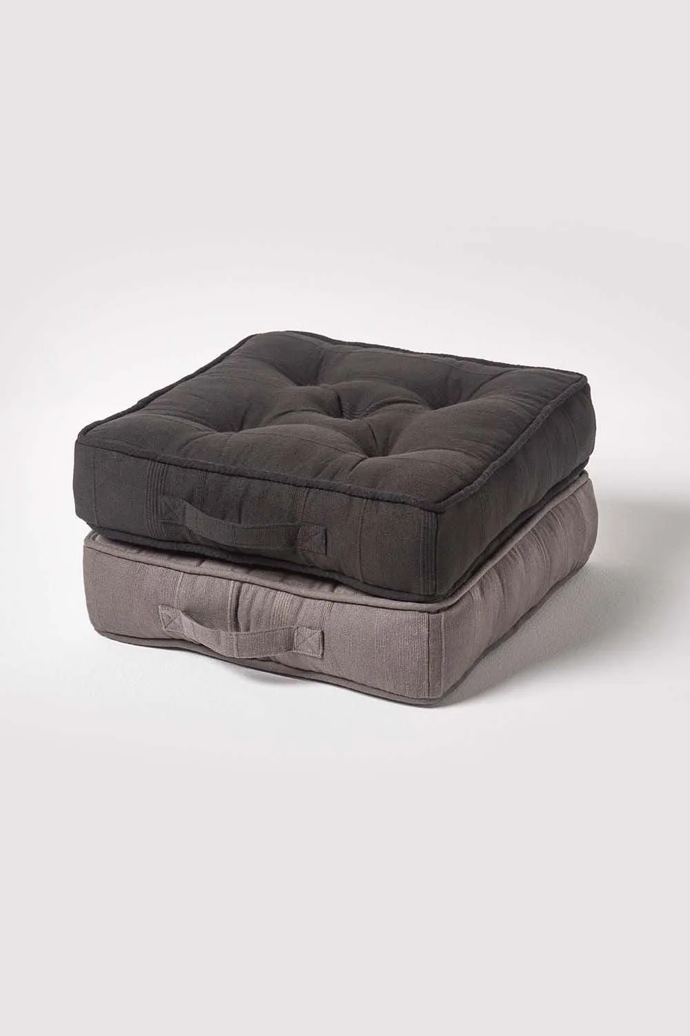 Homescapes Rajput Ribbed Cotton Floor Cushion in Black 6