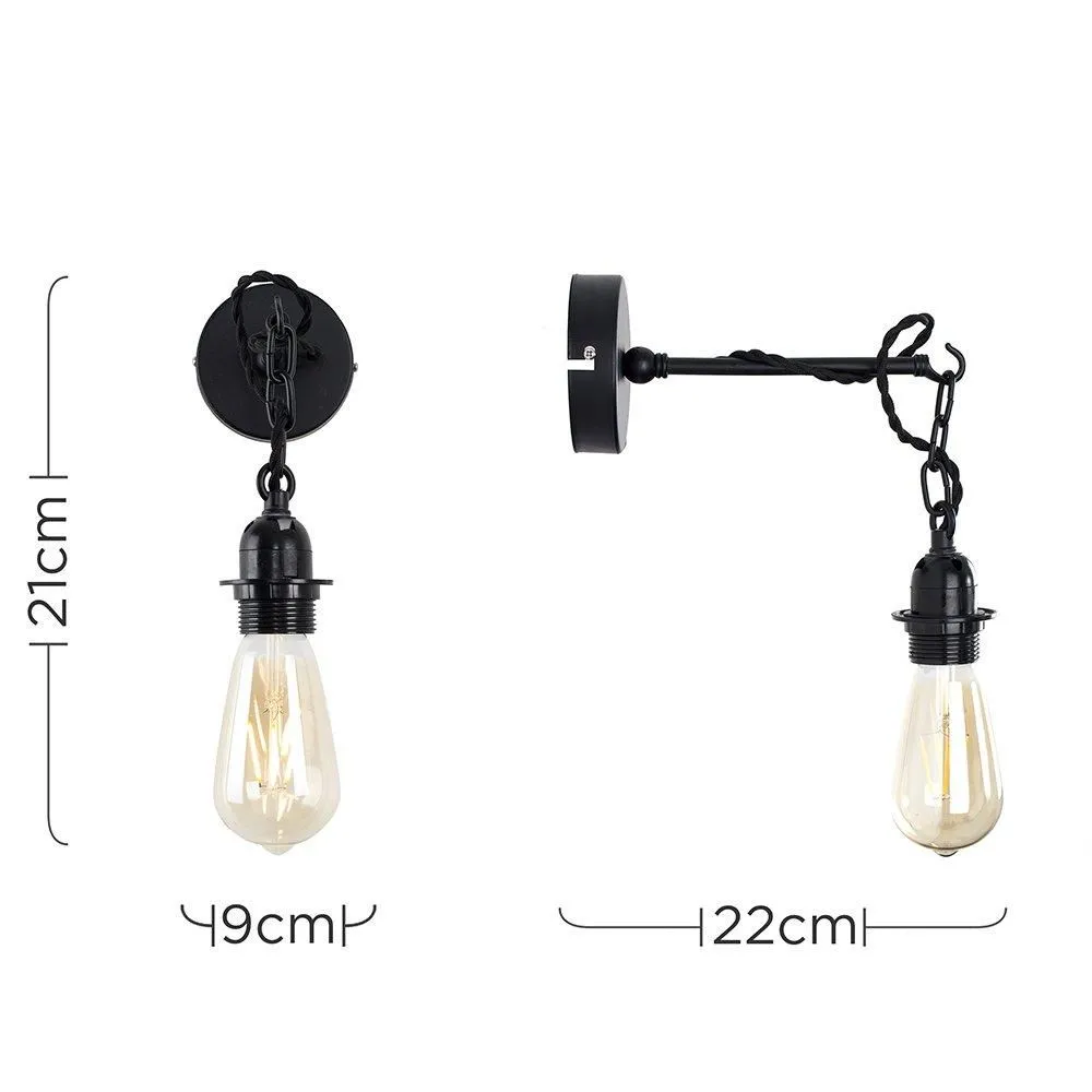 ValueLights Huber Pair of Black Indoor Wall Light 5