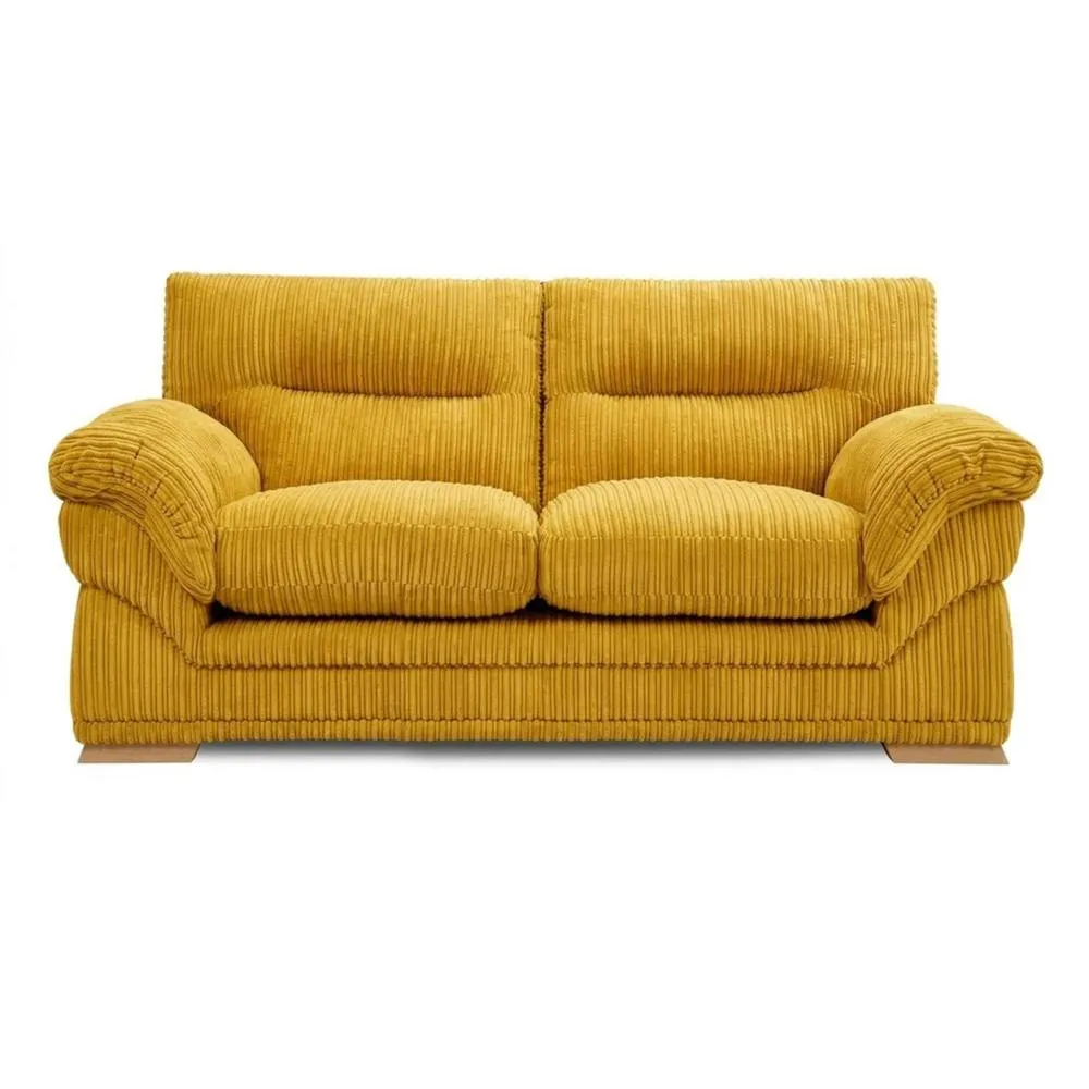 Bliss Furniture Amalfi 2 Seater Claude Sofa Modern Plush Fabric in Mustard