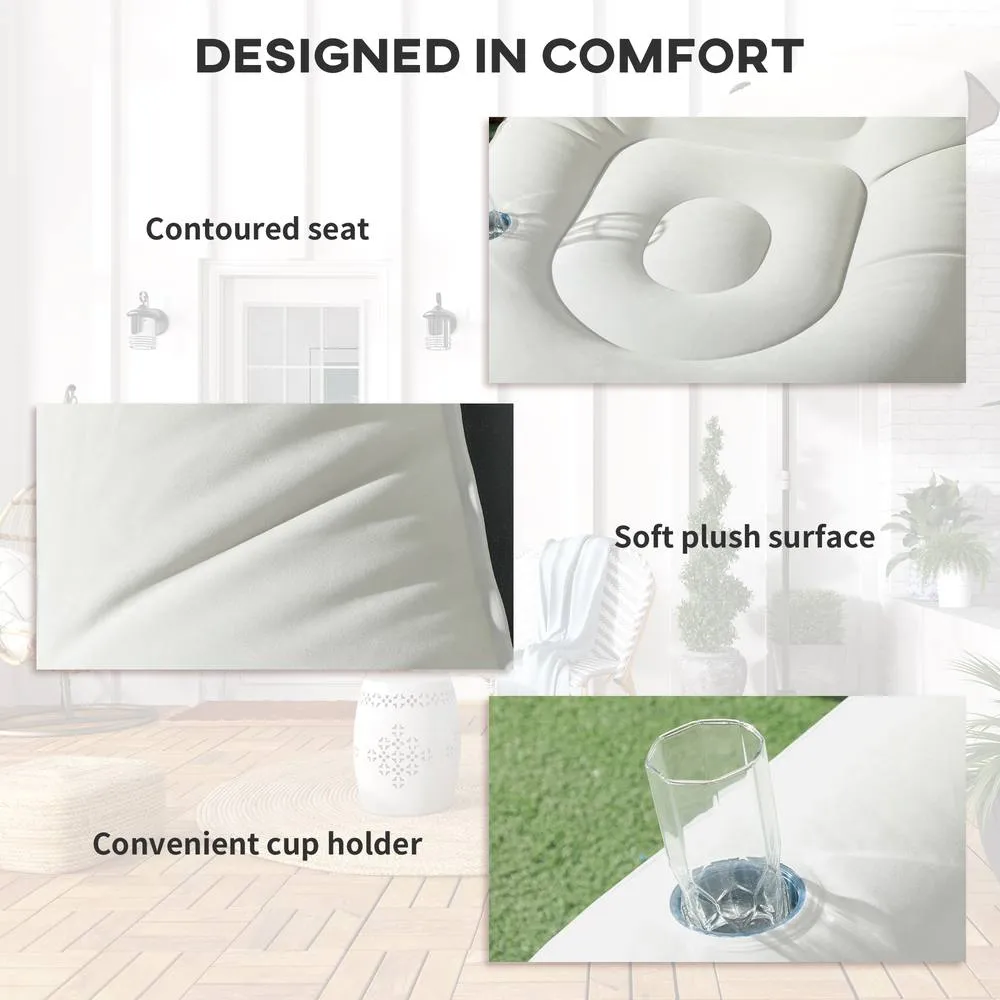 OUTSUNNY Inflatable Chair & Footstool for Gaming, Reading, Watching in Grey 6