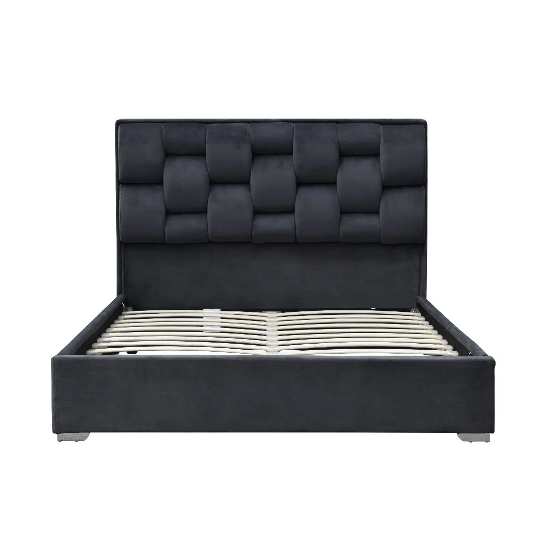 Comfy Living Ltd Plush Velvet Upholstered Bedframe in Grey 2