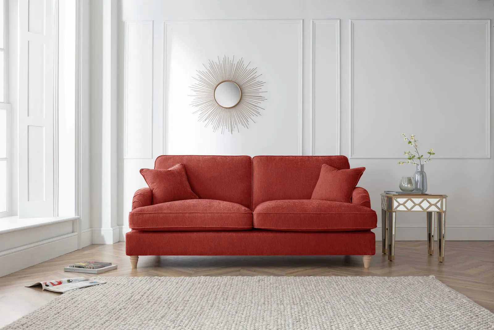 The Great Sofa Company Orla 3 Seater Sofa Manhattan Navy in Terracotta 1