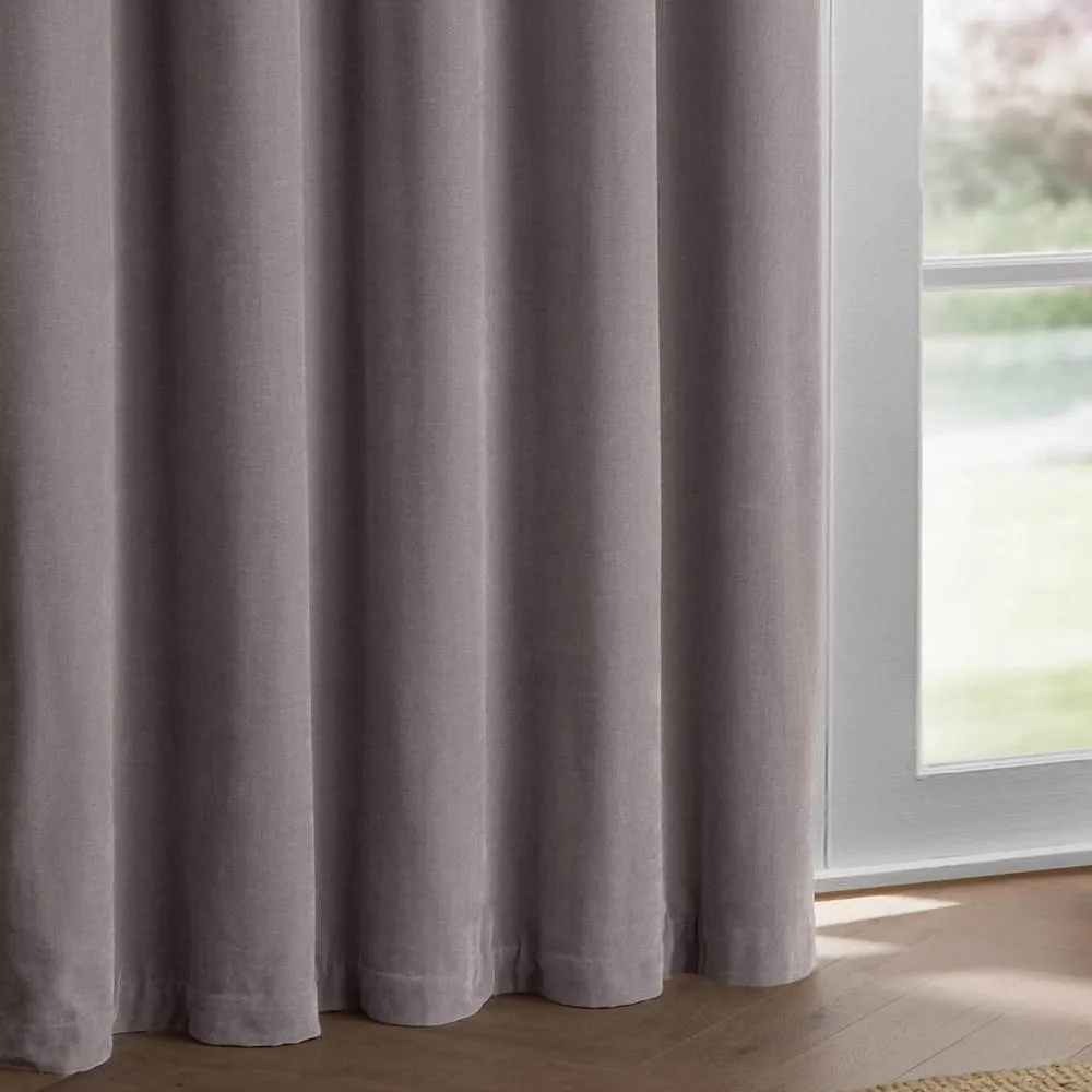 Yard Heavy Chenille Velvet Room Darkening Eyelet Curtain Pair in Mauve 5