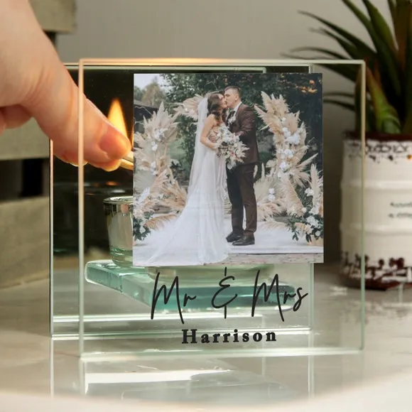 Personalised Photo Mirrored Glass Tealight Holder 4