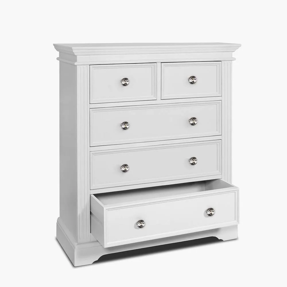 Statement Furniture Gainsborough White 2 Over 3 Chest of Drawers with Crystal Handles 6