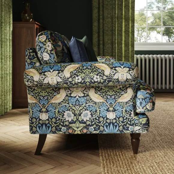 Jolene William Morris Strawberry Thief Print Velvet 3 Seater Sofa 2