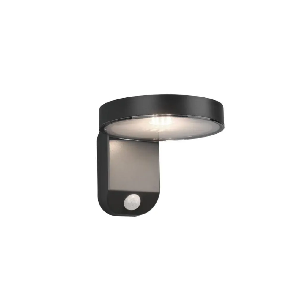 Netlighting Posadas Modern Outdoor Modern Wall Lamp Anthracite 3000K IP44 PIR in Black