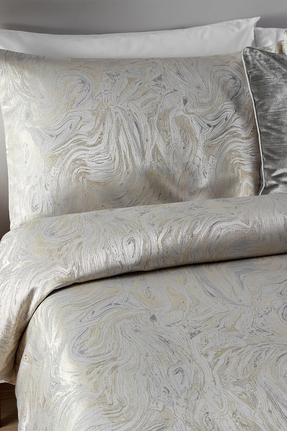 Paoletti Marble Metallic Jacquard Duvet Cover Set in Metallics 2
