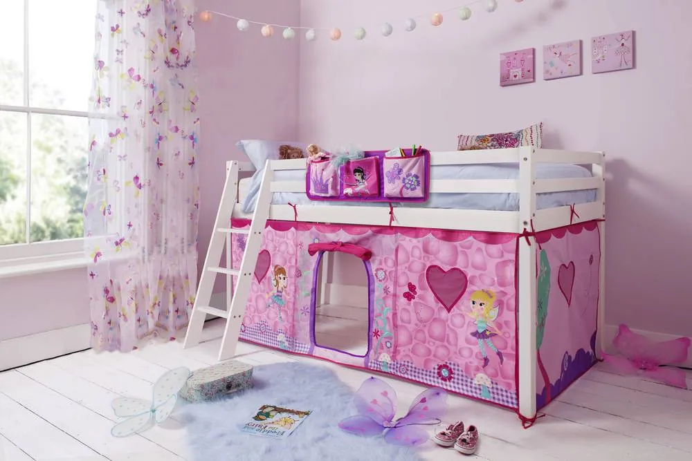 Nöa and Nani Moro Cabin Bed Midsleeper with Fairies Tent in White
