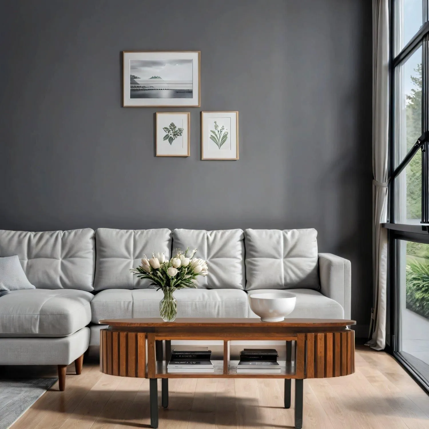 IH Design Carney Mango Wood Slatted Rectangular Coffee Table in Brown