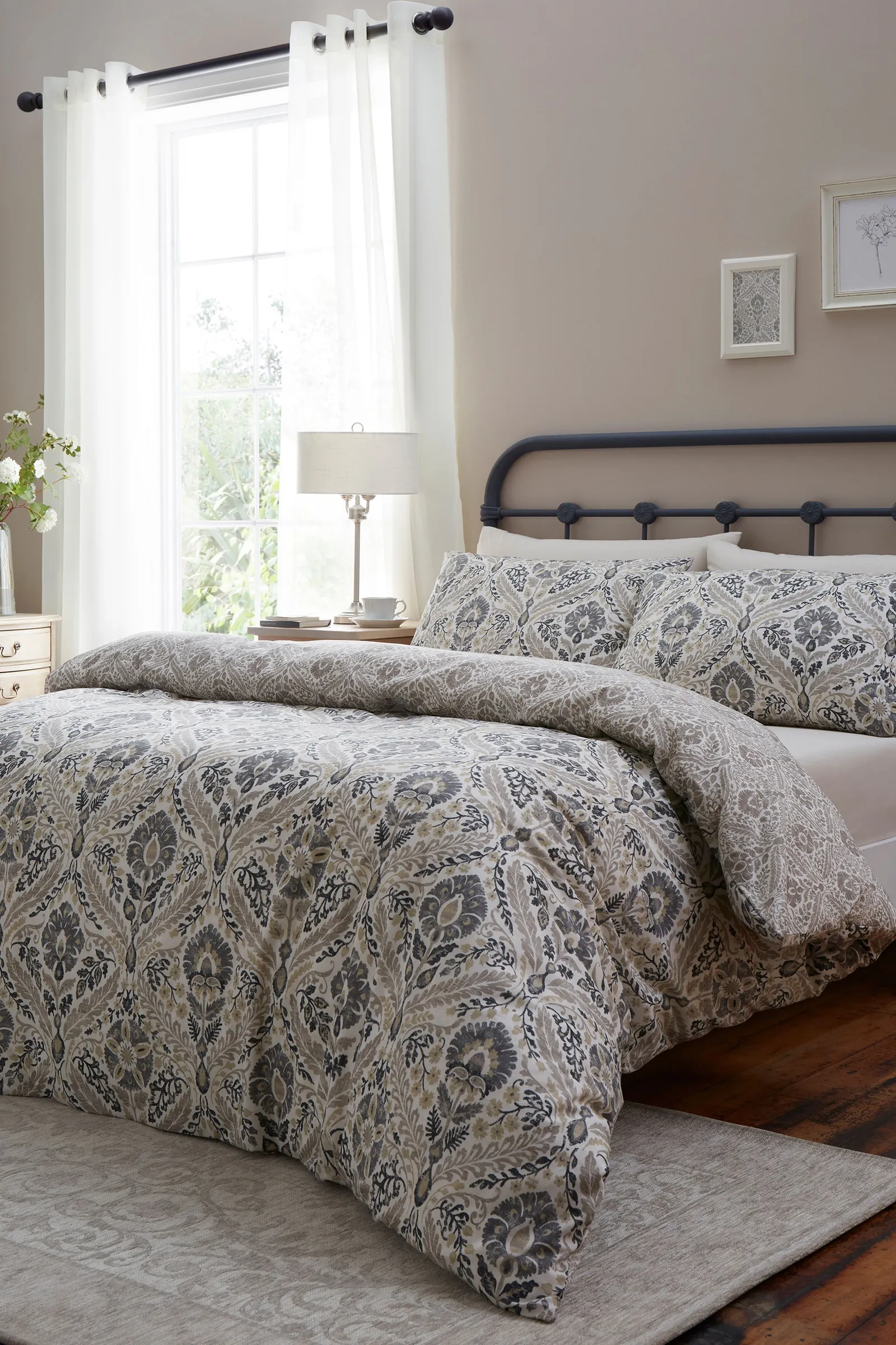 Dreams & Drapes Harriet -100% Cotton Double Duvet Cover Set in Natural