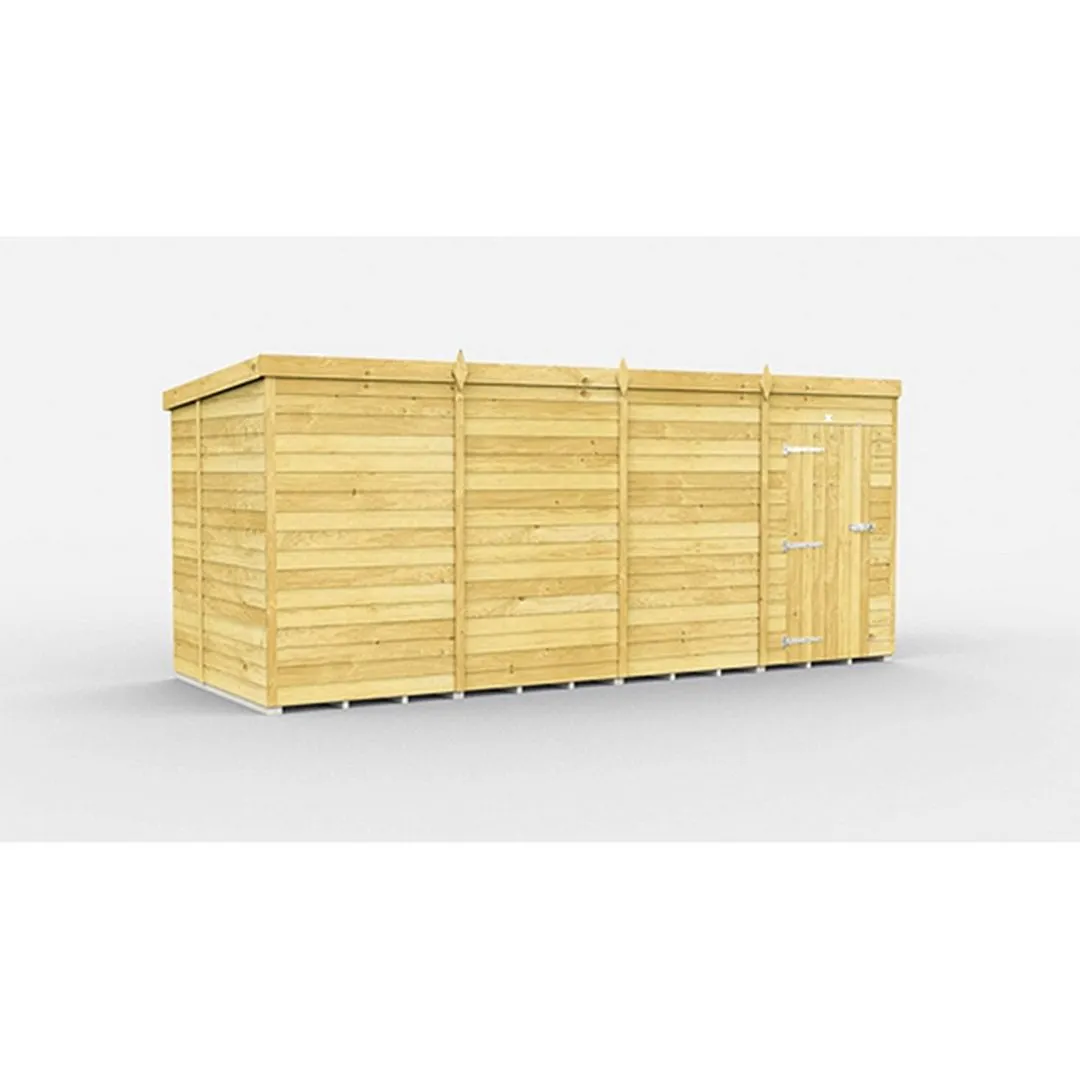 Buttercup Farm 16 x 7 Feet Pent Shed - Single Door W/O Window - L214 x W474 x H201 cm in Brown