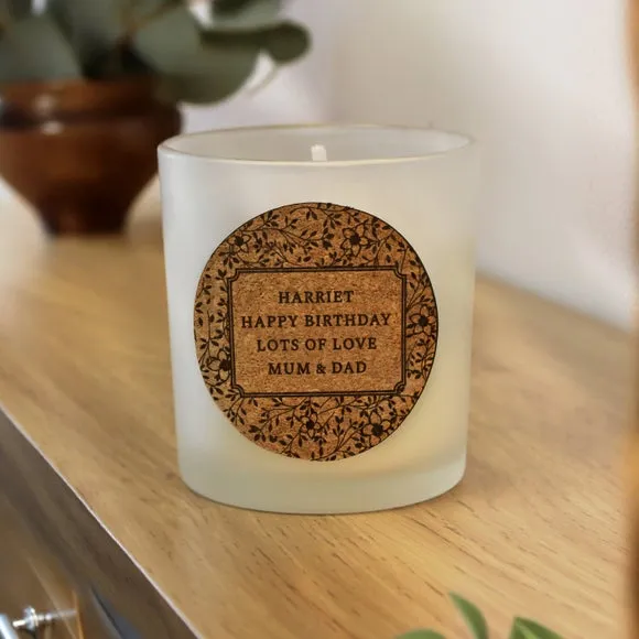Personalised Floral Cork Label Candle Jar 3