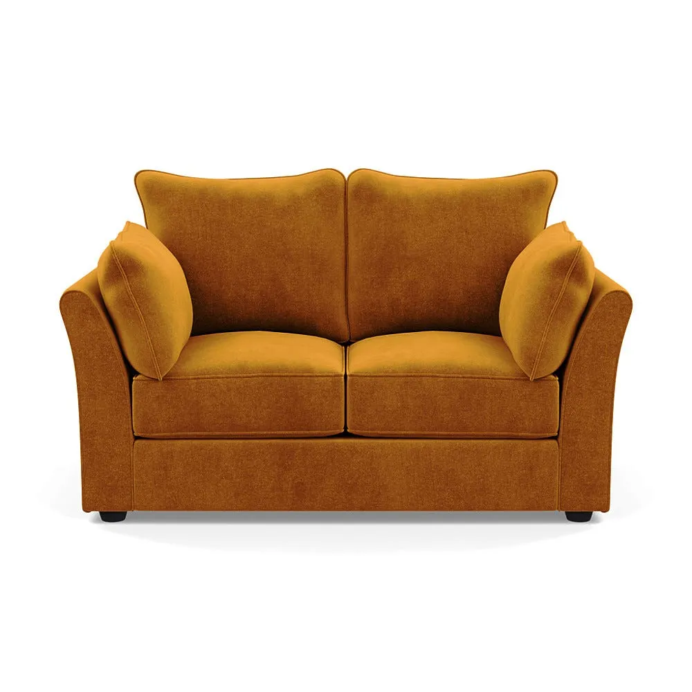 Heal's Tailor 2 Seater Sofa Smart Luxe Velvet Cognac Black Feet