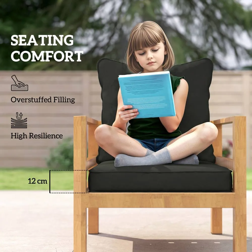 OUTSUNNY Garden Chair Cushion with Seat & Back Pad, CUSHION ONLY in Black 4