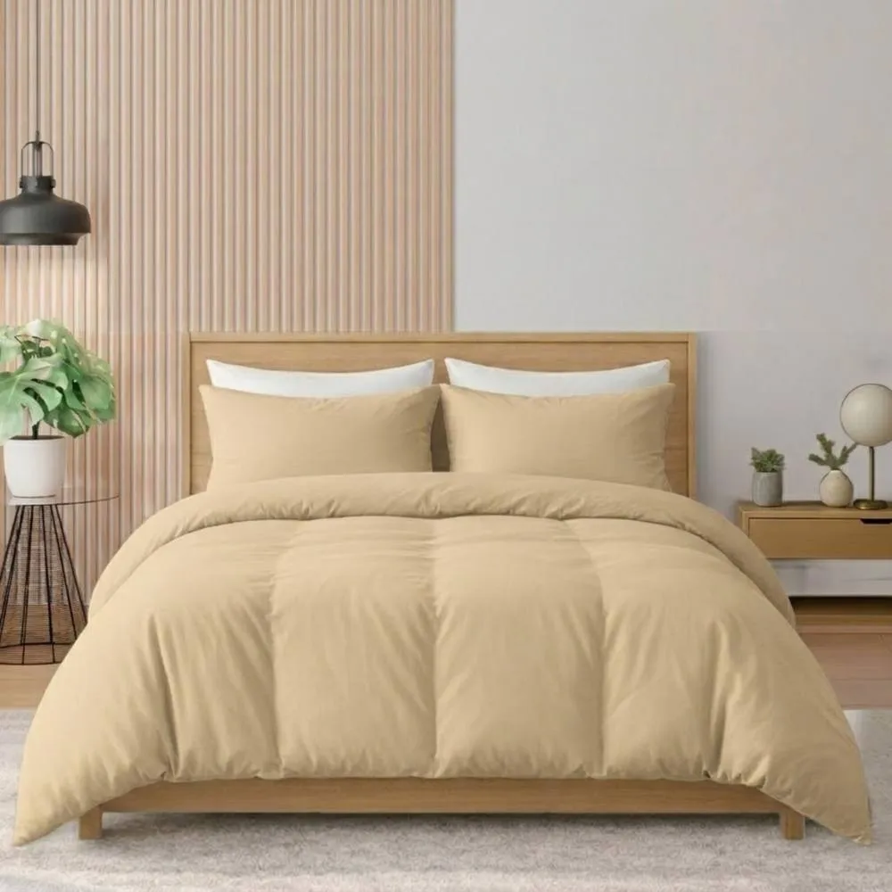 Pamposh 400TC Egyptian Cotton Duvet Cover Set Reversible Quilt Covers in Beige