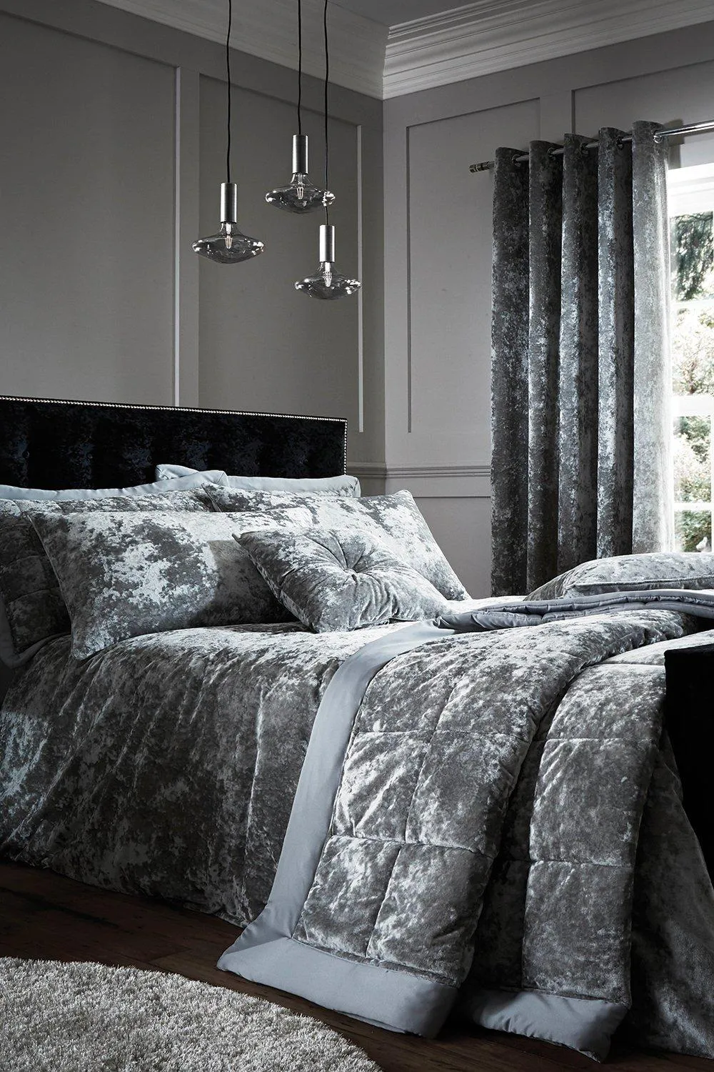 Crushed Velvet Double Duvet Set