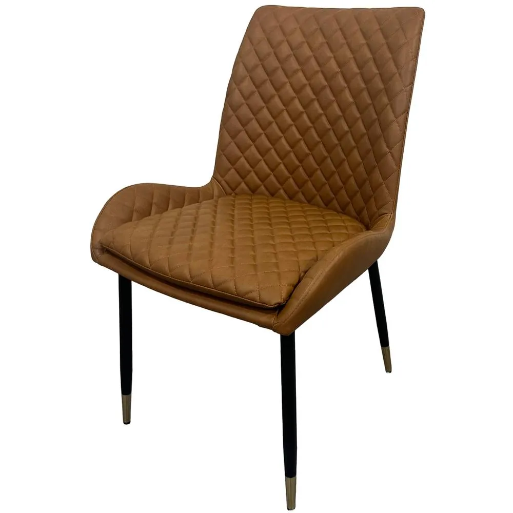 IH Design Leather Steel Legs Dining Chairs (Set of 2) - Tan 4