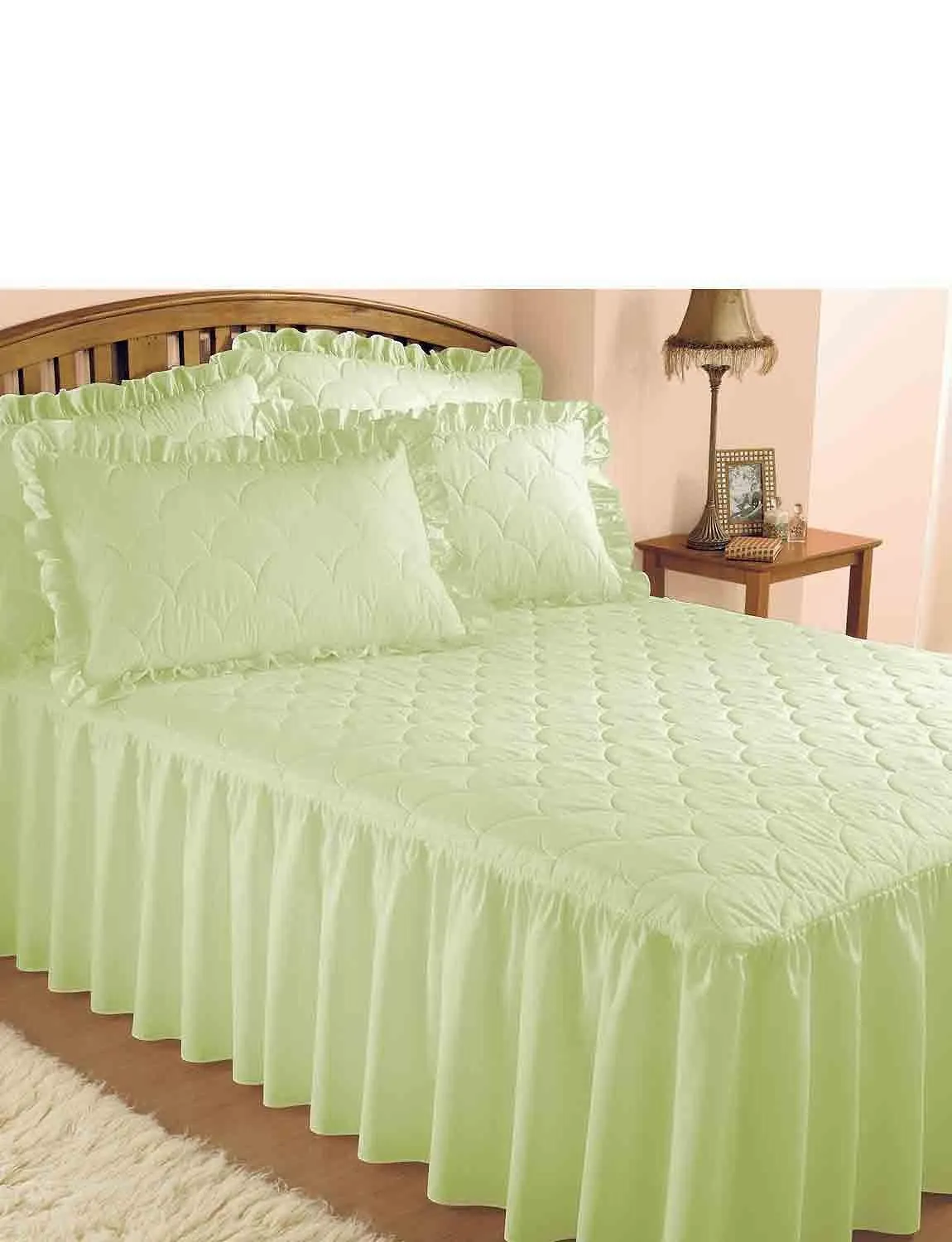 Chums Plain Quilted Bedspread with Pillow Shams sold separately in Green
