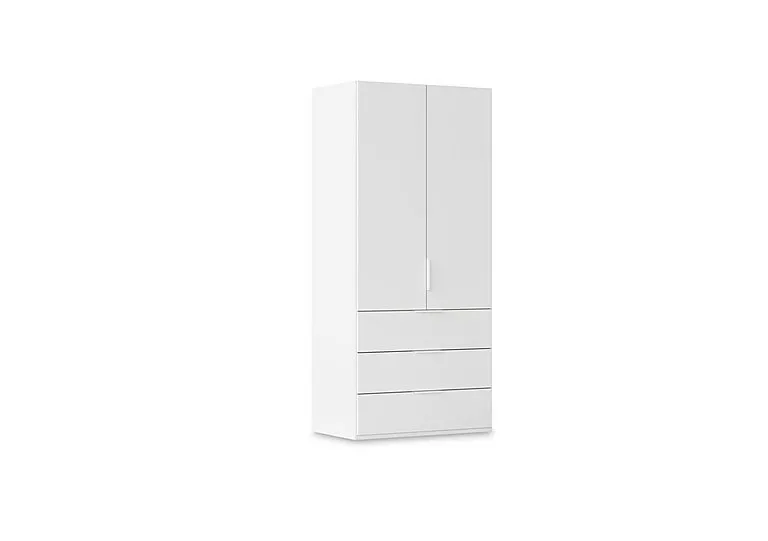 Haven 101cm 2 Door Combi Wardrobe with Décor Doors - Alpine White