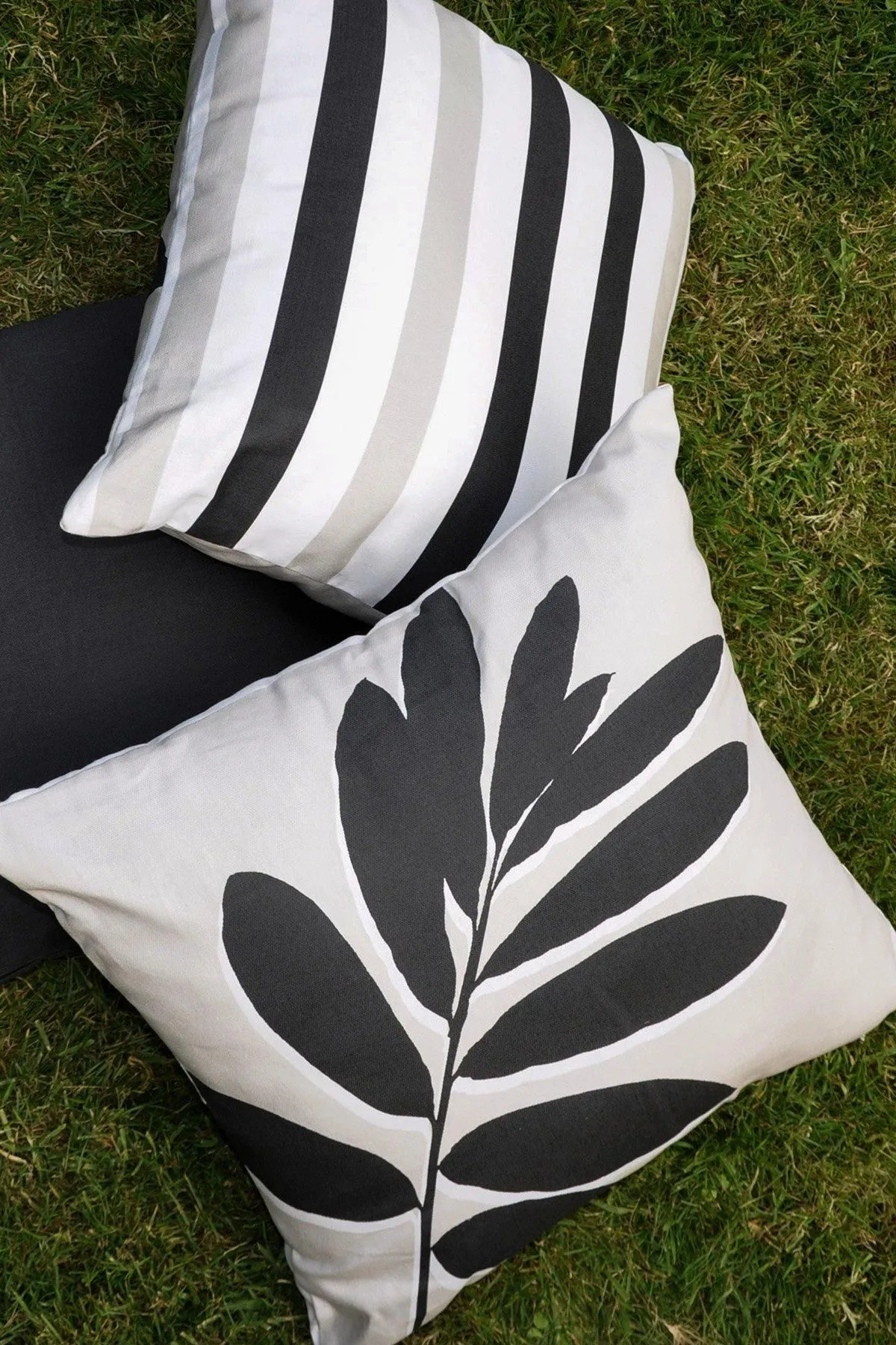 Fusion 'Leaf Print' Water & UV Resistant Filled Cushion in Natural 3