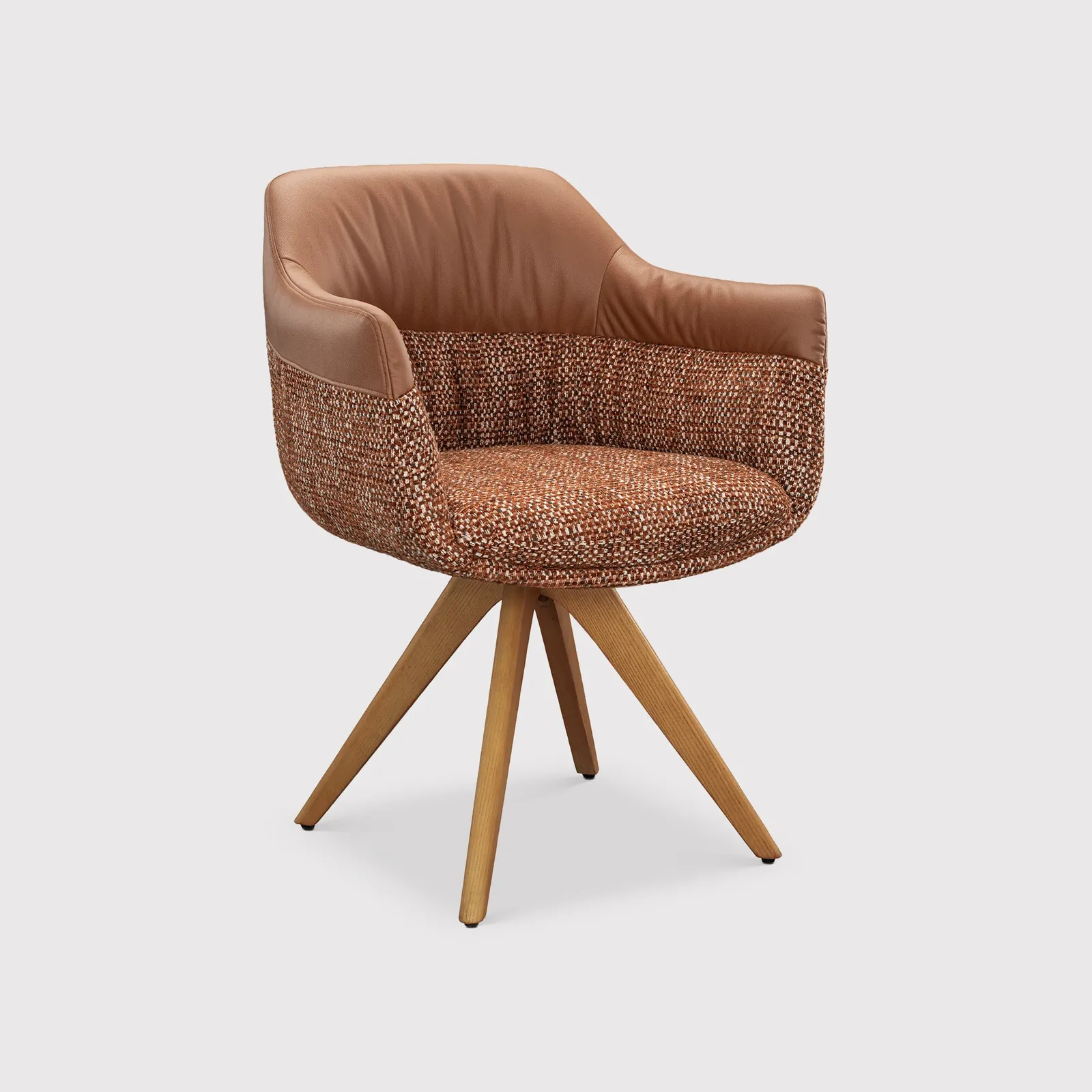 Dixon Swivel Dining Chair High Arm, Brown Fabric | Barker & Stonehouse 3
