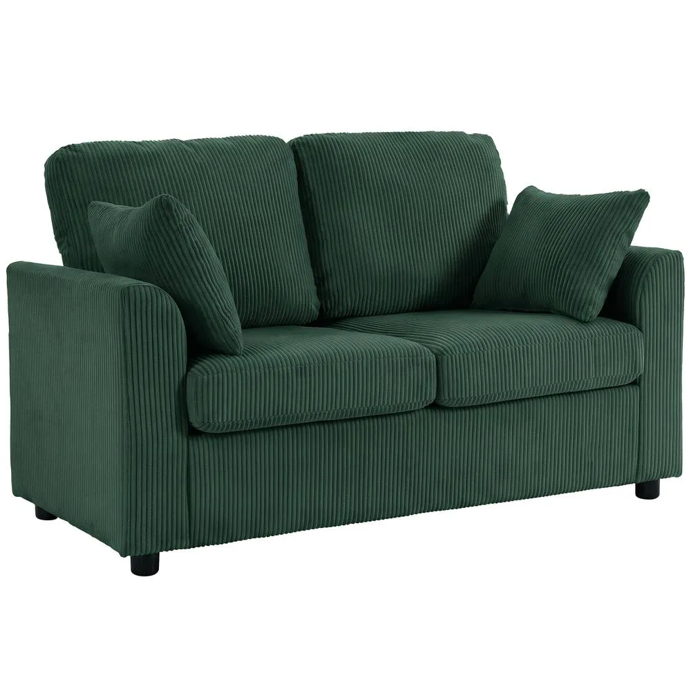 HOMCOM 2 Seater Sofa, Corduroy Small Couch with Spring Cushion, Dark Green 2