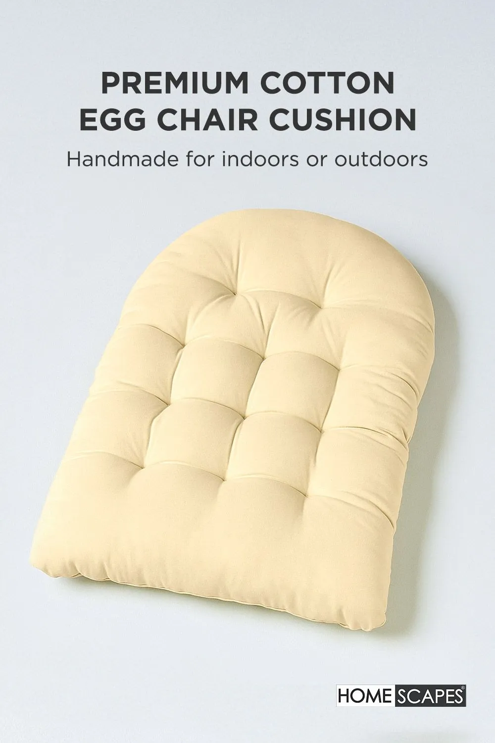 Homescapes Luxury Egg Chair Cushion, Hanging Basket Swing Chair Cushion in Cream 2