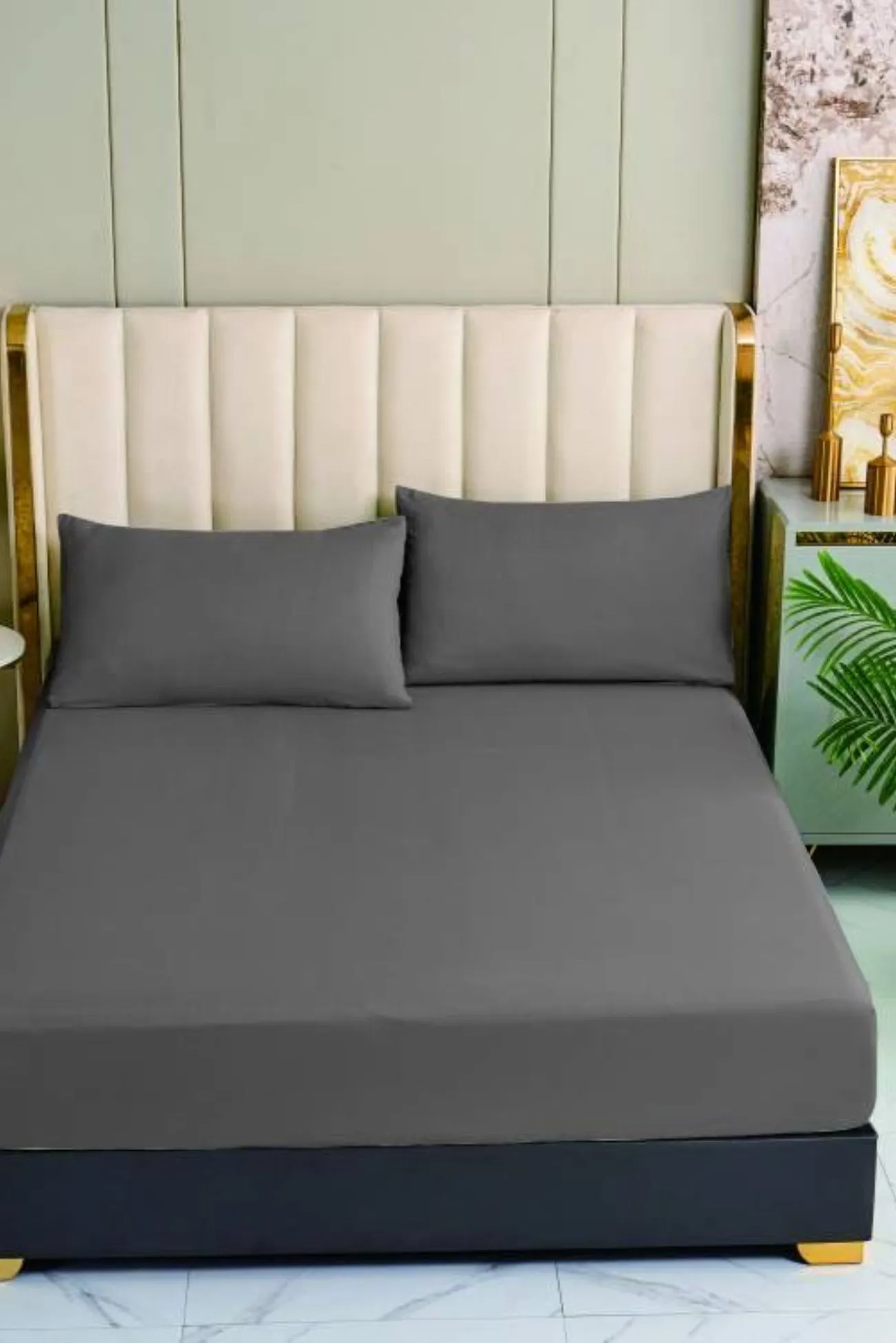 Ezysleep 100% Egyptian Cotton Grey Fitted Sheet 2