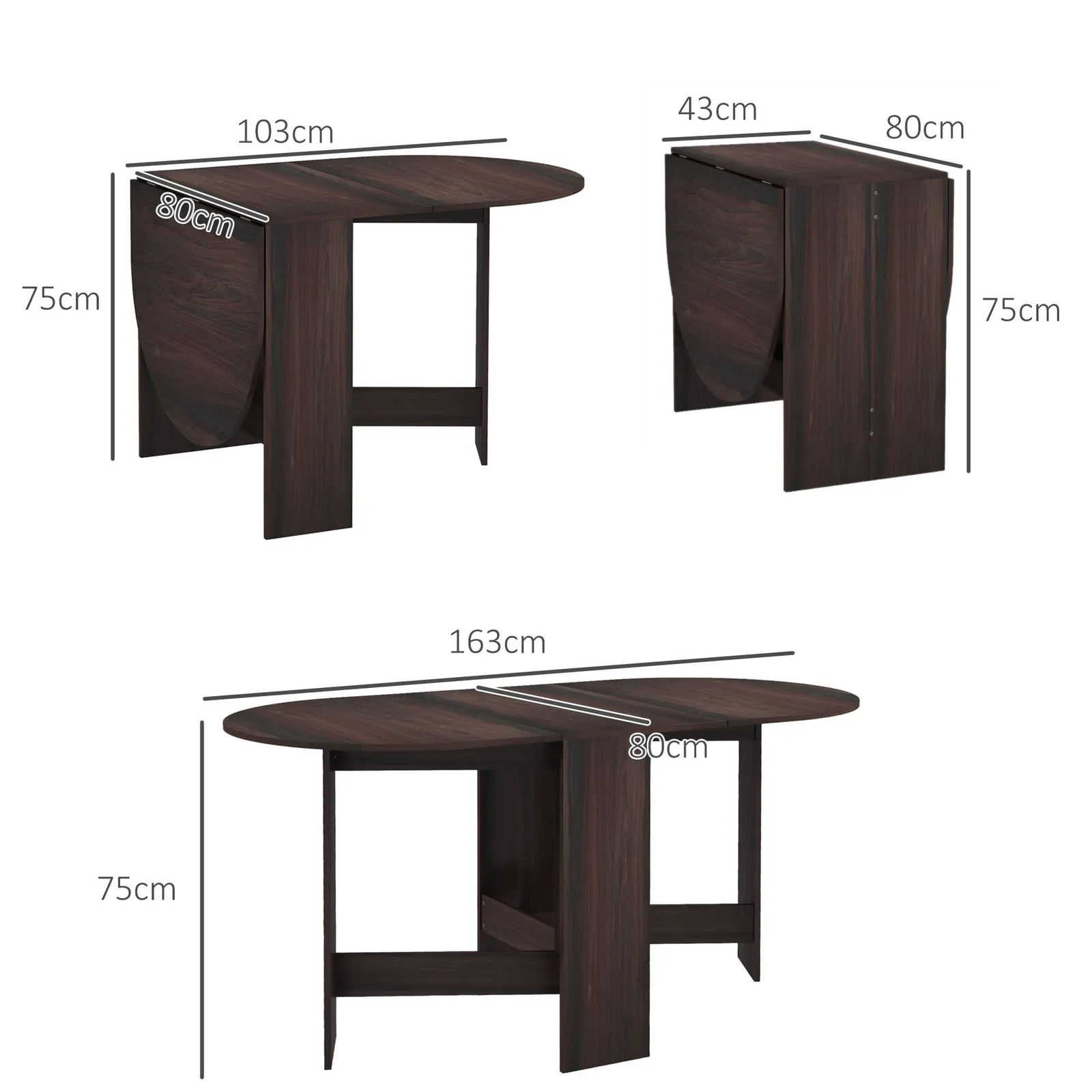 HOMCOM Oval Kitchen Table for Dining Room, Small Space in Dark Brown 3