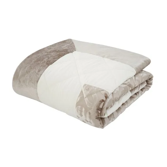Catherine Lansfield Natural Lattice Cut Velvet Bedspread 3