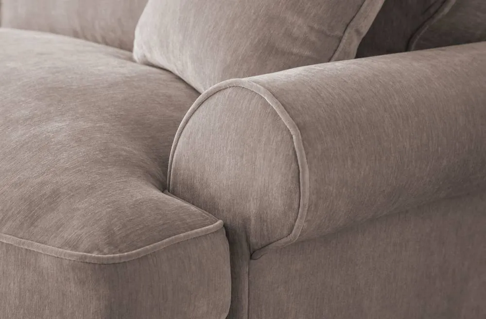 The Great Sofa Company Ezra Right Hand Velvet Corner Sofa - Scroll Arm in Taupe 3